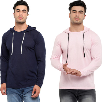 Jaskart Solid Men Hooded Neck Multicolor T-Shirt