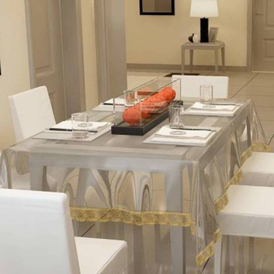 RMDecor Self Design 4 Seater Table Cover(Beige, PVC)
