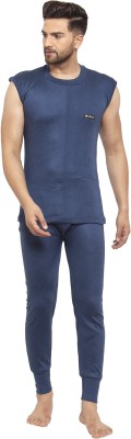 UZARUS Soft and Comfortable Winterwear Mens Sleevesless Round Neck Vest and Trouser Innerwear Men Top - Pyjama Set Thermal
