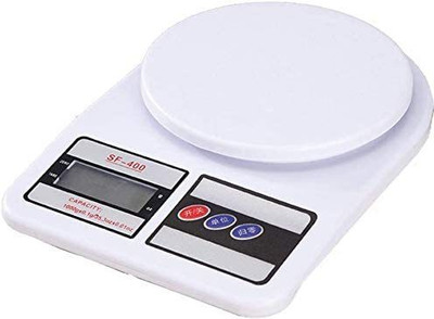 CloudKing ®Sf-400 LCD Display Stainless Steel Electronic LCD Weighing Machine Kitchen Scale Multi- Function- Tare Zero & Auto Off & Overload Option Measuring Cooking or Baking Ingredients (Assorted, 10kg) Weighing Scale(White)
