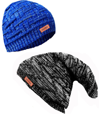 Knotyy Solid Beanie Cap(Pack of 2)