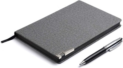 PAPERLLA Diary Grey UNDATED Notebook - Unique Stationery A5 Pocket Planner and Organiser for Business Interviews and Corporate Meetings with Pen. A5 Journal RULED 180 Pages(Grey)