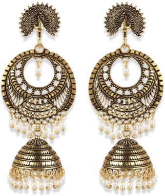 BHANA CREATIONS BHANA CREATION Classic Designed Gold Plated Enamelled Jhumka Earrings For Women And Girls Cubic Zirconia, Beads Alloy Jhumki Earring