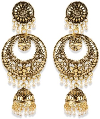 BHANA CREATIONS BHANA CREATION Classic Designed Gold Plated Enamelled Jhumka Earrings For Women And Girls Cubic Zirconia, Beads Alloy Jhumki Earring