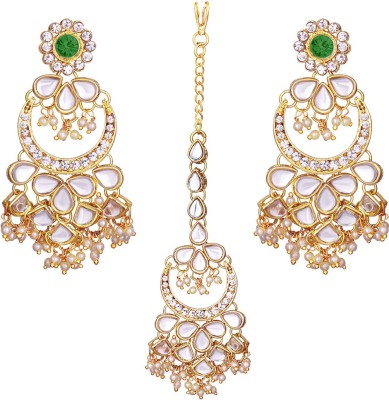 PEORA Brass Gold-plated Green, Silver, White Jewellery Set(Pack of 1)