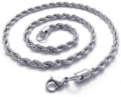 Karishma Kreations Jewellery Valentine Stlylish Fancy Party Wear Titanium Long Necklace Handmade Silver Neckless chain latest design Casual Style Daily use Simple Silver Plated Brass, Stainless Steel Chain