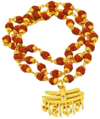 Shiv Omkar Religious Jewellary 5 Mukhi rudraksh mala 8MM (36 Beads) Gold-plated Plated Brass Chain