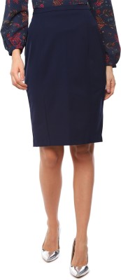 VAN HEUSEN Solid Women Pencil Dark Blue Skirt