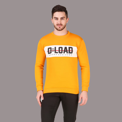 Trendy World Printed Round Neck Casual Men Yellow Sweater