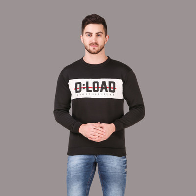 ANIXA Graphic Print Round Neck Casual Men Black Sweater
