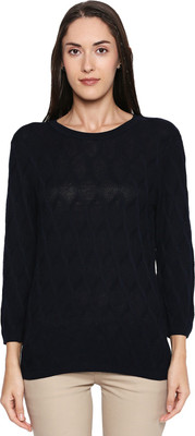 Annabelle By Pantaloons Women Self Design Round Neck Black Sweater For Rs. 319 @ 80 %