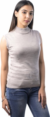 Varenyam Solid High Neck Casual Women Grey Sweater