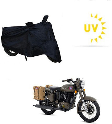saanvi Waterproof Two Wheeler Cover for Royal Enfield(Classic 500, Black)