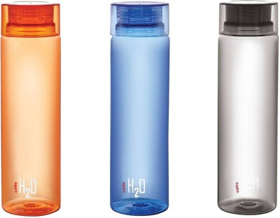 cello H2O Water Fridge Bottle Multi Colour (QualityTop1) 1000 ml Bottle(Pack of 3, Blue, Orange, Grey, Plastic)