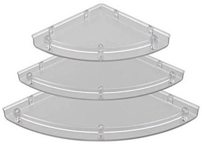 sreehari Bathroom Corner Plastic Wall Shelf(Number of Shelves - 3, Clear)