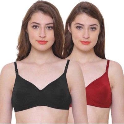 Draxstar Prime Women T-Shirt Lightly Padded Bra(Maroon, Black)