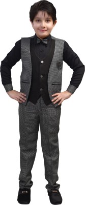 Kidashion Boys Party(Festive) Shirt Waistcoat, Trouser(Black)