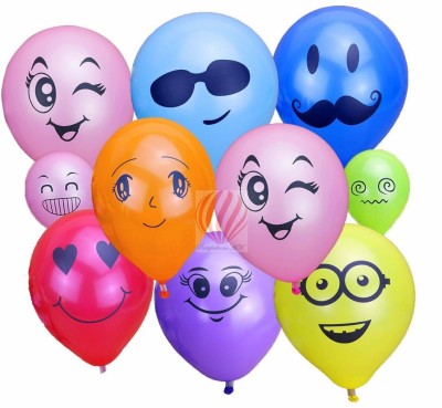 PartyballoonsHK Printed Emoji Face Expression Balloon(Multicolor, Pack of 30)