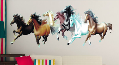 BALKRISHNA WALL STICKER 90 cm RUNING HORSES Self Adhesive Sticker(Pack of 1)