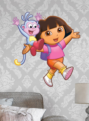 BALKRISHNA WALL STICKER 72 cm MONKEY & GRIL THEM Self Adhesive Sticker(Pack of 1)
