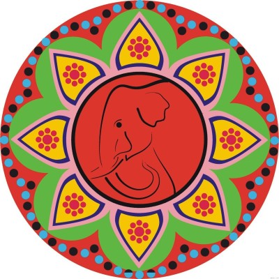 Jump up 45 cm Colorful Rangoli Self Adhesive Sticker(Pack of 1)