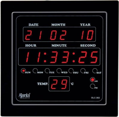 AJANTA Digital 25.4 cm X 25.4 cm Wall Clock(Black, With Glass, Standard)