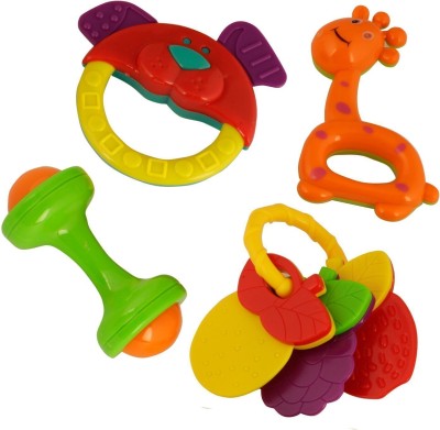 PRIMEFAIR Non Toxic Baby Toys Rattle Set Of 4 Pieces For Infants And Toddler (Multi Color) Rattle(Multicolor)