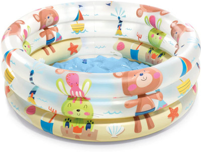 TOYTUS Inflatable Baby Pool Bath Water Tub for Kids (2 feet) 0-3 Years (Multi Colour) Inflatable Swimming Pool (Multicolor) Inflatable Swimming Pool (Multicolor)(Multicolor)
