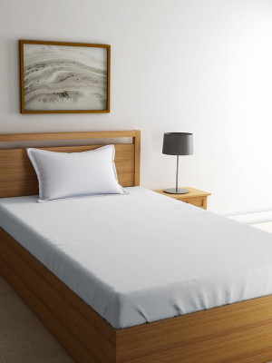 Shri Anand Creations 200 TC Cotton Single Solid Flat Bedsheet(Pack of 1, White)