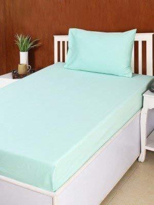 KAPRIDO 144 TC Cotton Single Solid Flat Bedsheet(Pack of 1, Sea Green)