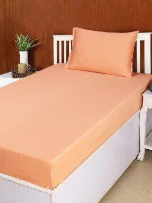 KAPRIDO 144 TC Cotton Single Solid Flat Bedsheet(Pack of 1, Peach)