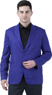 AD & AV Solid Single Breasted Formal Men Blazer(Blue)