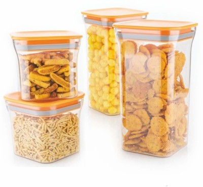 Analog Kitchenware Polypropylene Grocery Container  - 1100 ml, 550 ml(Pack of 4, Orange)