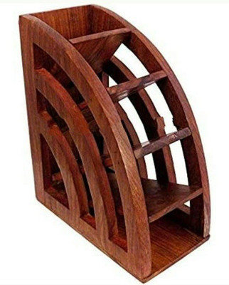 Fleurs De Rocaille 5 Compartments Wood Remote Stand(Brown)