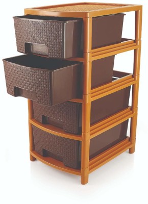 N H Enterprise Utensil Kitchen Rack Plastic MultiPurpose Use Standard Size 4 Layer Drawer ( Brown )