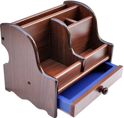home design mart 6 Compartments Wooden Multipurpose Wooden Desk Organizer Pen/Pencil Stand(Brown)