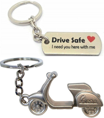 kd collections KD597 - Scooter Keychain Scooter Design Metal Keychain & Drive Safe Keychain Combo Key Chain
