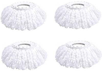 TOPREDO 360 Rotating Magic Spin Microfiber Mop Head Refill Pack OF 4 Super Absorbent Refills for All Home & Office Floor Cleaning only Refill(White)
