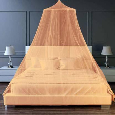 VD Enterprise Polyester Adults Washable Polyester Double Bed mosquito net for Adult [Orange] Mosquito Net(Orange, Ceiling Hung)
