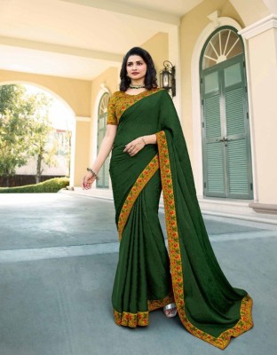 Vinayak Textile Printed Bollywood Silk Blend Saree(Green)