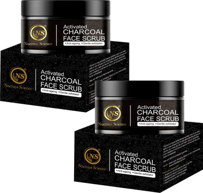 Nuerma Science Activated Charcoal Face Scrub (Pack of 2) (For Gentle Exfoliating Damage Skin & Natural Glow) Scrub(200 ml)