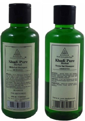 Khadi Pure HERBAL NEEM SAT SHAMPOO & SHIKAKAI SLS & PARABEN FREE SHAMPOO(420 ml)