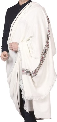 Zaria Fabs Wool Solid Men Shawl(White)