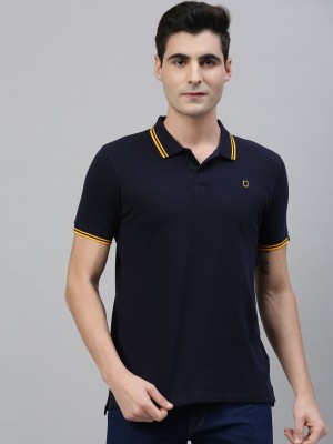 Urbano Fashion Solid Men Polo Neck Dark Blue T-Shirt