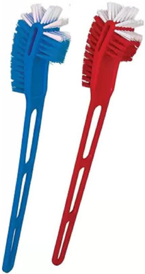 kiros Double Sided Toilet Cleaning Brush for Cleaning Easy to Hold and use. Combo Pack of 2(Multicolor)