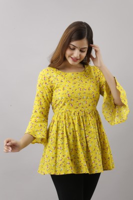 Jaypore Clothings Hub Casual Printed Women Yellow Top