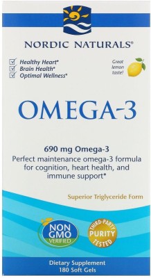 Nordic Naturals Omega-3 690 mg Superior Triglyceride Form Great Lemon Taste 180 Soft Gels(180 No)