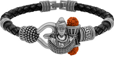 NAKABH Leather Silver Bracelet