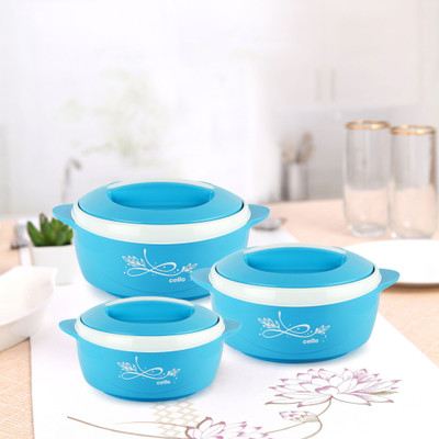 cello Sapphire Pack of 3 Thermoware Casserole Set(500 ml, 1000 ml, 1500 ml)