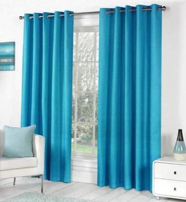 EISMOURAH 182 cm (6 ft) Polyester Room Darkening Window Curtain (Pack Of 2)(Plain, Light Blue)